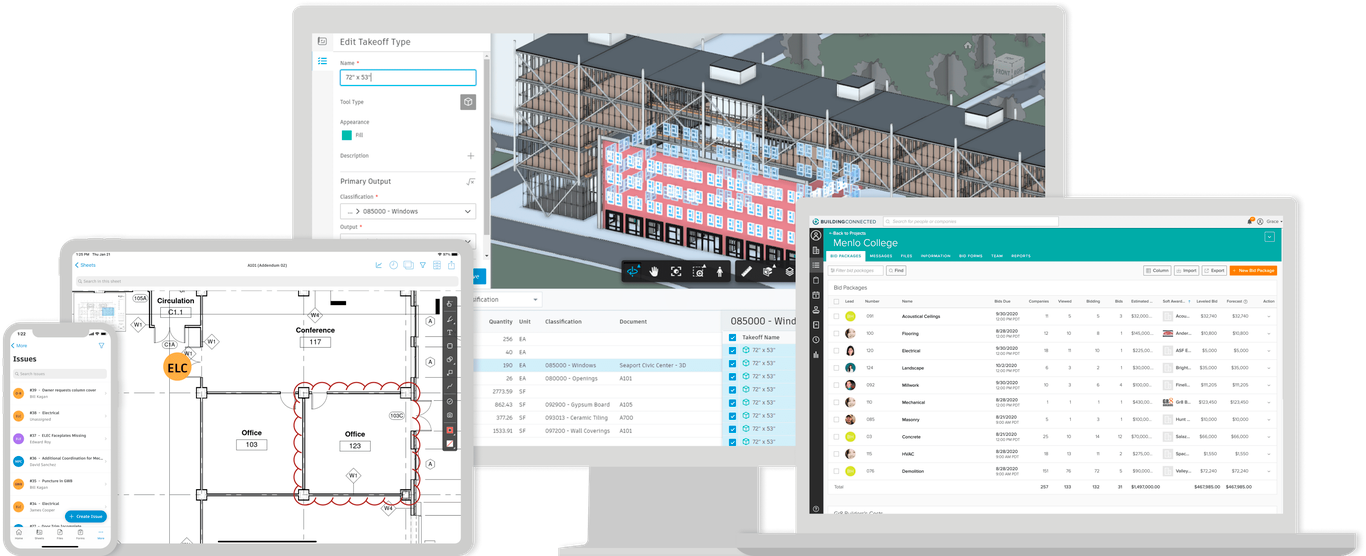 dispositivos com produtos Autodesk Cconstruction Cloud 